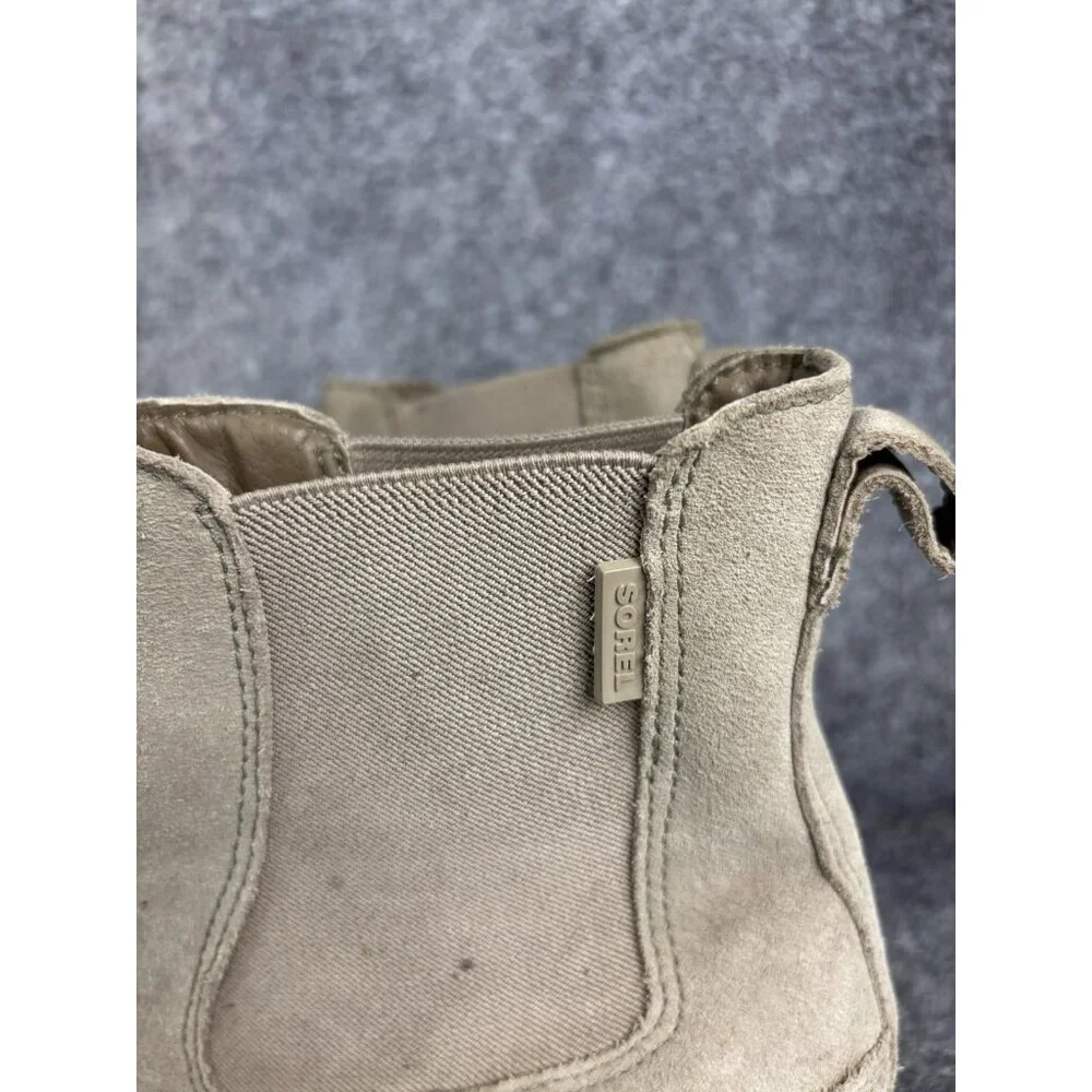 Sorel Boots Womens Size 11 Tan Suede Chelsea Ankle Slip On Lug Sole NL5115-264‎